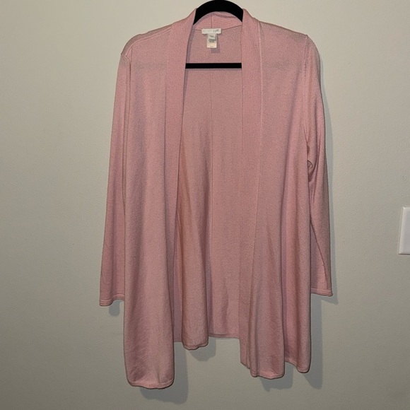 J. Jill Open Wool Blend Cardigan Long Warm Womens Medium GUC Light Pink Classic - Picture 1 of 10